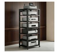 Torre Rack Audio A 7 Livelli Con Ruote, Regolabile Mobiletto Portaoggetti Supporto Audio Av Tower Media Stand Mobile Porta Videofor Casa/ufficio/teatro(Nero)