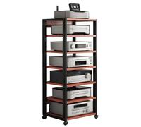 Torre rack audio Mensola regolabile for audio - Mobiletto multimediale stereo for soggiorno, ufficio, home cinema - Supporto a torre mobile for giradischi DVD e altoparlanti(Red)