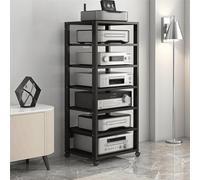 Torre rack audio Supporto multimediale AV, supporto for componenti stereo, rack HIFI con ruote, torre di archiviazione multimediale, organizer for l'intrattenimento(Red)