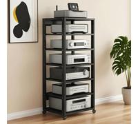 Torre rack audio Torre rack audio a 7 livelli, console for apparecchiature stereo con lettore CD e ricevitore for home theatre, con ripiani regolabili, capacità di peso di 550 libbre(Nero)