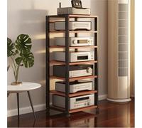 Torre rack audio Torre rack audio a 7 livelli, giradischi CD, ricevitore stereo, mobiletto espositivo for apparecchiature AV, con ripiani in legno regolabili, capacità di peso di 550 libbre(Red)
