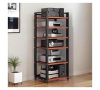 Torre rack audio vintage a 6 livelli | Mobile TV angolare e mobiletto multimediale AV | Ripiani regolabili | Supporto stereo resistente | Soluzione di archiviazione for casa/ufficio/teatro(Nero)