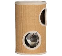 Torre Tiragraffi per Gatti con Casette in Peluche a 2 Livelli in Sisal Marrone