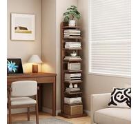 Torre verticale a 5/9 ripiani, design ad angolo, organizer invisibile galleggiante o da pavimento, per piccoli spazi, casa, ufficio, camera da letto e soggiorno (marrone scuro, 9 strati)