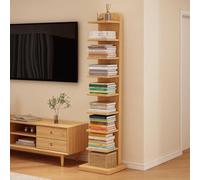 Torre verticale a 5/9 ripiani, design ad angolo, organizer invisibile galleggiante o da pavimento, per piccoli spazi, casa, ufficio, camera da letto e soggiorno (marrone chiaro, 9 strati)