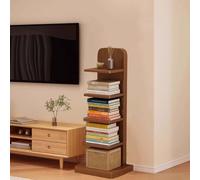 Torre verticale a 5/9 ripiani, design ad angolo, organizer invisibile galleggiante o da pavimento, per piccoli spazi, casa, ufficio, camera da letto e soggiorno (marrone scuro, 5 strati)