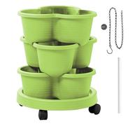 Torre Verticale per Piante | Vasi Impilabili per Verdure | Fioriere Verticali da Fragole con Ruote | Utilizzabile in Balcone, Patio, Cortile, Giardino, Prato, Serra e Ambienti Esterni ed Interni