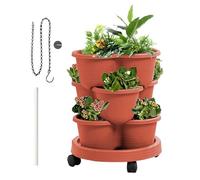 Torre Verticale per Piante,Vasi Sovrapponibili Per Coltivare Ortaggi E Verdure All'Esterno,Torre Per Giardino Dotata Di Ruote | Adatto Per Cortile, Prato, Serra, Balcone, Terrazza, Esterno Ed Interno