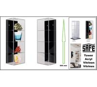 Torre Vetrina Acrilica 4 Livelli Con Retro Nero SAFE 5112 605x210x155 Mm