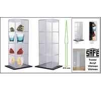 Torre Vetrina Acrilica 4 Livelli + Retro In Specchio SAFE 5111 605x210x155 Mm