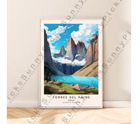 Torres Del Paine Viaggi Stampa Illustrazione Art da Parete Décor Poster Regalo