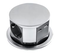 Torretta Multipresa Estraibile a Scomparsa 3 Prese 1 USB A 1 USB TIPO C, da incasso Compatta, Finitura in Acciaio Inox, Design Scorrevole Verticale, Ideale per Cucina e Ufficio