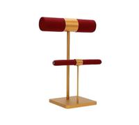 Torri dei gioielli 2-Tier Metal Microfiber Bracelet Ring Display Stand(Red)
