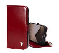 TORRO Custodia Compatibile con iPhone 13 - Caso in Vera Pelle di qualità con Slot per Schede e Supporto Orizzontale (Rosso)