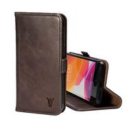 TORRO Custodia Compatibile con iPhone SE/8/7 - Cover in Vera Pelle de Qualità con Slot per Schede e Supporto per Visualizzazione Orizzontale (Marrone Oscuro)