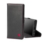 TORRO Custodia Compatibile con Samsung Galaxy S22 Ultra 5G - Caso in Vera Pelle di qualità con Slot per Schede e Supporto Orizzontale (Nero)