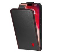 TORRO Custodia Flip compatibile con iPhone 17 Pro 6.3" 2025 - Custodia a portafoglio verticale in pelle premium con scomparti per carte (Nero con rosso)