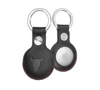 TORRO Portachiavi in pelle compatibile con portachiavi AirTag - Porta AirTag in vera pelle con chiusura in metallo spazzolato (Nero)