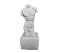 Torso David di Michelangelo Scultura in Marmo Base Quadrata in Alabastro H15cm