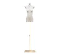 Torso di manichino femminile, modello da donna regolabile in altezza, busto per abito con stabile supporto in metallo, manichino dal corpo piatto, per esposizione di abbigliamento(Gold)