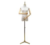 Torso manichino donna, Torso di manichino a mezzo busto con altezza del braccio regolabile in nero argento oro taglie SM(Small Gold,Gold)