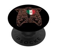 Torso scheletro cuore messicano bandiera messicana lunga vita PopSockets PopGrip Adesivo