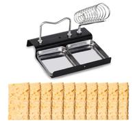 TorSor Supporto per saldatore a molla, organizer per punta di saldatura, con 2 slot in acciaio e 10 spugne per la pulizia per kit di stazione di saldatore digitale