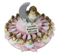 Torta bomboniere battesimo bimba angioletti femminuccia con animaletti misti + centrale salvadanaio confetti e biglietti inclusi (20 fette)