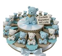 Torta bomboniere Battesimo maschio orsetti appoggio misti confetti e biglietti inclusi (20 fette)