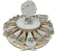 Torta bomboniere comunione albero della vita e animaletti misti d'appoggio (20 fette)