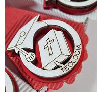 Torta bomboniere laurea teologia completa magneti tocco con bibbia incisione facoltà con base in plexiglass rosso (20 fette)