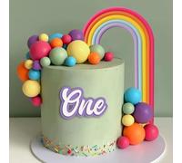 Torta Decorazioni Arcobaleno, 30 Pezzi Cake Topper, Palline Decorative per Feste (B)
