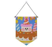 Torta di compleanno Cartoon Colorful banner gancio per parete con asta telescopica banner decorazione esterna per porte, pareti, finestre, giardini, cortile