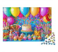 Torta di Compleanno e Dolcetti Puzzle 1000 pezzi Tavolo di Dolci per Feste Cartone per Amanti dei Puzzle Incontri tra Amici 38x26cm/1000pcs