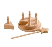 Torta di compleanno in legno - Giocattolo di legno per torte di compleanno, Set di torte per bambini | Il giocattolo di legno per giocare all'immaginazione dei bambini, impara a fare torte educativ
