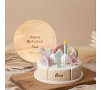 Little Dutch 8015 - Torta di compleanno in legno FSC, 26 pezzi, colore: Rosa