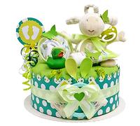 Torta di Pannolini/Pampers torte > Baby regalo per ragazze e ragazzi in schoenem Verde Ton (Neutral)//Regalo per la nascita, Battesimo, Baby Party//originale e pratico regalo per bambino