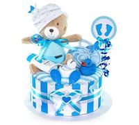 Torta di Pannolini/Pampers torte > Baby regalo per ragazzi in schoenem Blu Ton//Regalo per la nascita, Battesimo, Baby Party//originale e pratico regalo per bambino