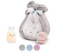 Torta Pannolini Neonato con Coperta Ricamata + 15 Pannolini Moltex Taglia 2 (3/6 Mesi) + Ciuccio con Nome + Accessori (Rosa | Set con lampada) | BebeDeParis