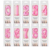 Torta PHD, 10 candeline di compleanno rosa con numeri da 0 a 9, numero uno, candele di compleanno rosa con numeri, per feste, baby shower