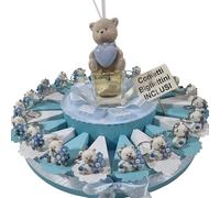 Torta portaconfetti bomboniere portachiavi animali orsetti fiori + centrale orso (20 fette)