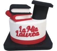 TORTA SCENOGRAFICA LA MIA LAUREA, CON LIBRI E TOCCO IN POLISTIROLO OPPURE CON NOME PERSONALIZZATO 33 CM ALTA, 30 CM DIAMETRO.