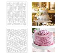 Torta Stencil Modelli Hollow, 2 PZ Bella e Riutilizzabile Torta Stencils Decorazione Buttercream Torta di Plastica Stencils Embossing Stencils Spray Flower Cake Modelli per Torta Decorazioni