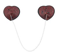 Torte di capezzoli coperte strass a forma di cuore adesivo riutilizzabile con catene in metallo reggiseni petali per donne coperture decorative per capezzoli, Colore: rosso, Taglia unica