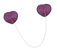 Torte di capezzoli coperte strass a forma di cuore adesivo riutilizzabile con catene in metallo reggiseni petali per donne coperture decorative per capezzoli, Rosa rosso, Taglia unica
