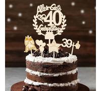 Torten Deko 40 Geburtstag Holz Alles Gute zum Geburtstag 40 Jahre Tortendeko Happy 40th Birthday Cake Topper Kuchendeko 40 Geburstagstorte Deko für Männer Frauen Papa Mama