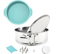 Tortiera 26 cm Apribile, Teglia a Cerniera Antiaderente per Cheesecake, Teglia Rotonda 26 cm con Fondo Sganciabile Rapidamente, Stampi Silicone per Dolci con Carta da Forno, Sac a Poche e Beccucci