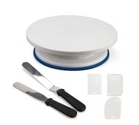 Tortiera Alzata girevole Kit di strumenti per la decorazione di torte, supporto per torta professionale da 11 ", utilizzato per fare torte, decorare pasticcini, cottura al forno, set da sei pezzi