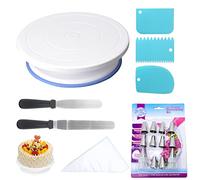 Tortiera Alzata girevole Kit di strumenti per la decorazione di torte, supporto per torta professionale da 10,8 ", utilizzato per fare torte, decorare pasticcini, cottura al forno, set da 8 pezzi