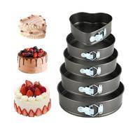 Tortiera Apribile - Tortiera - Stampo Torta 20/22/24/26/28 cm - Teglia Forno Rotonda 5 PZ, Per Dolci Antiaderente Rotondo, Fondo Removibile, Impermeabile, Antigoccia, Per Torte, Pizza, Quiche (Nero)